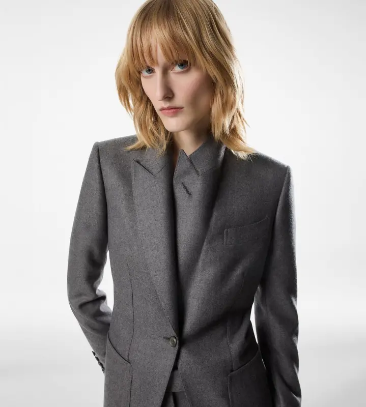 SINGLE BREASTED PEAK LAPEL CASHMERE JACKET GREY online